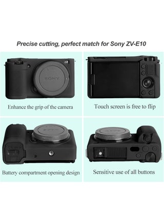 غطاء لكاميرا Sony ZV-E10 للفلوغ، غطاء حماية ناعم من السيليكون لكاميرا Sony Alpha ZVE10 / ILCZV-E10L - أسود - view 2